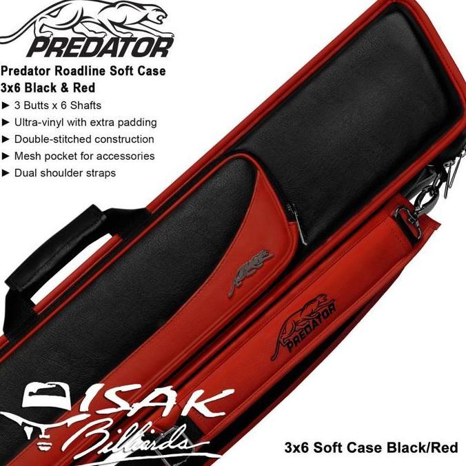 Predator Roadline 3x6 Soft Cue Case | Black & Red Tas Stick Billiard