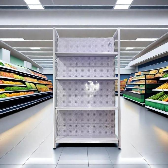 Terlaris Dhwe Rak 100% Baja Untuk Display Barang Dagangan Dengan Tiang Rak Supermarket Toko Swalayan