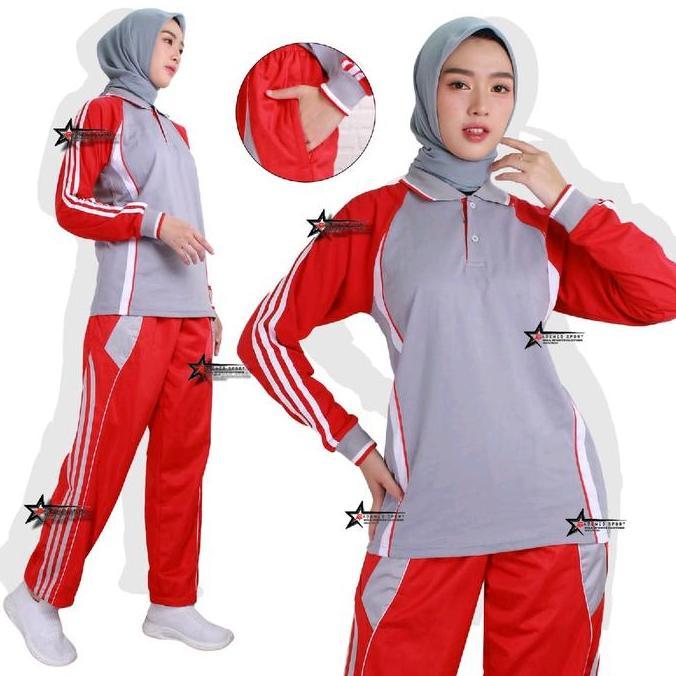 Newfhs- Setelan Baju Olahraga / Stelan Kaos Olahraga / Stelan Training Olahraga Sport Celana Muslim 