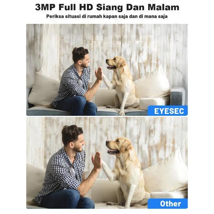 Scurycam- Cctv Indoor Eyesec Ultra Hd Smart Cctv Indoor 360+180 Ai Pendeteksi Manusia Wireless 3X Zo
