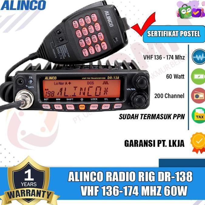 Alinco Dr 138 Dr138 Dr 138 Vhf Radio Rig Alinco VHF 60 Watt Original Garansi