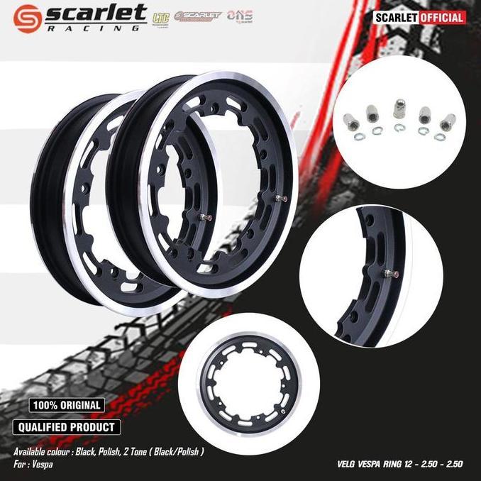 velg tubeless scarlet ring 12 vespa sprint px series excel black polis
