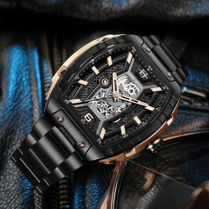 Evans Jayden Jam Tangan Pria 9610 Rantai Automatic Movement Stainless Steel Kaca Sapphire Chronograp