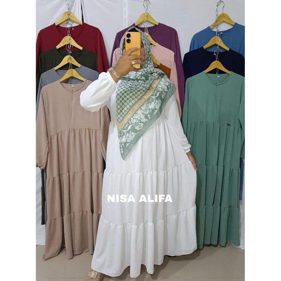 GAMIS PUTIH  / gamis susun crinkle airflow