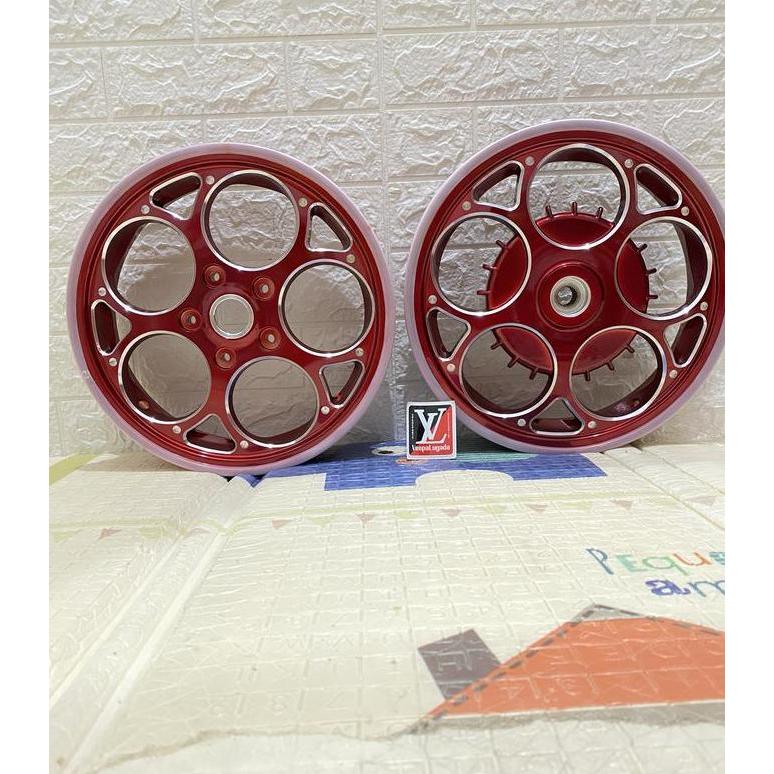 Velg cnc vespa model marus - red candy