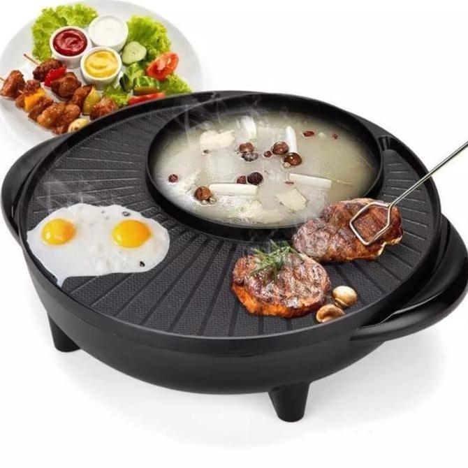 Kalisawungu7 - Alat Panggang Teppanyaki Steamboat Bbq & Grill Hot Pot Elektrik Panggangan Listrik Hi