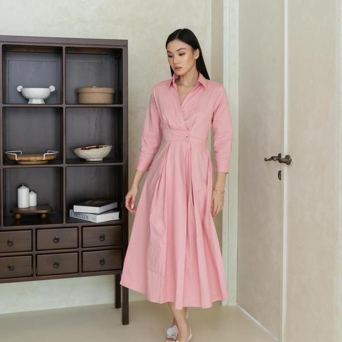 Mbgx- 3025 Cod Dress Rosaline Maxi Wanita Kekinian Dress Busui Friendly Bahan Catton Poplin Premium 