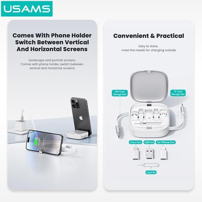Promo Usams U87 Kabel Fast Charging Type C Multifunctional Storage Set Box Cable