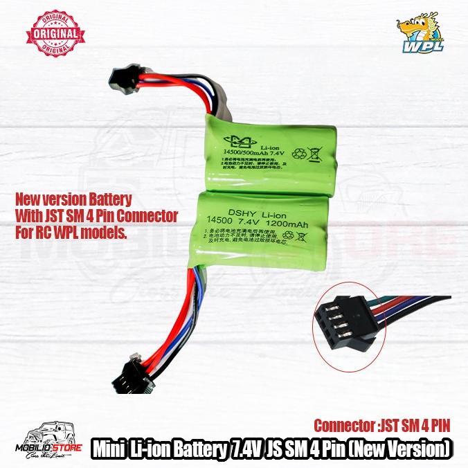 LARISS Mini Li-ion Battery 7.4V JST SM 4 PIN (New Version) for WPL RC
