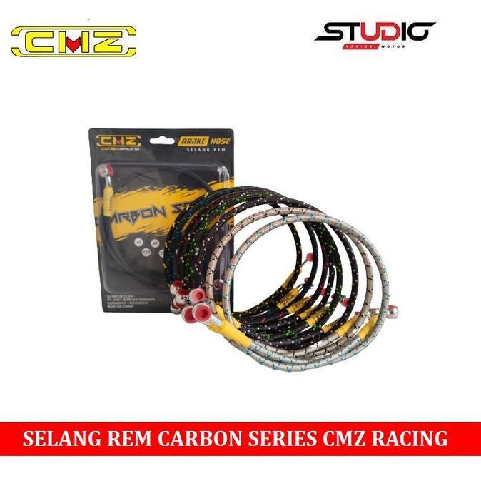 DANISTOREEMPAT - SELANG REM SERAT CARBON SERIES VARIASI UKURAN 95 CM PNP DEPAN JUP VARIO BEAT MIO SU