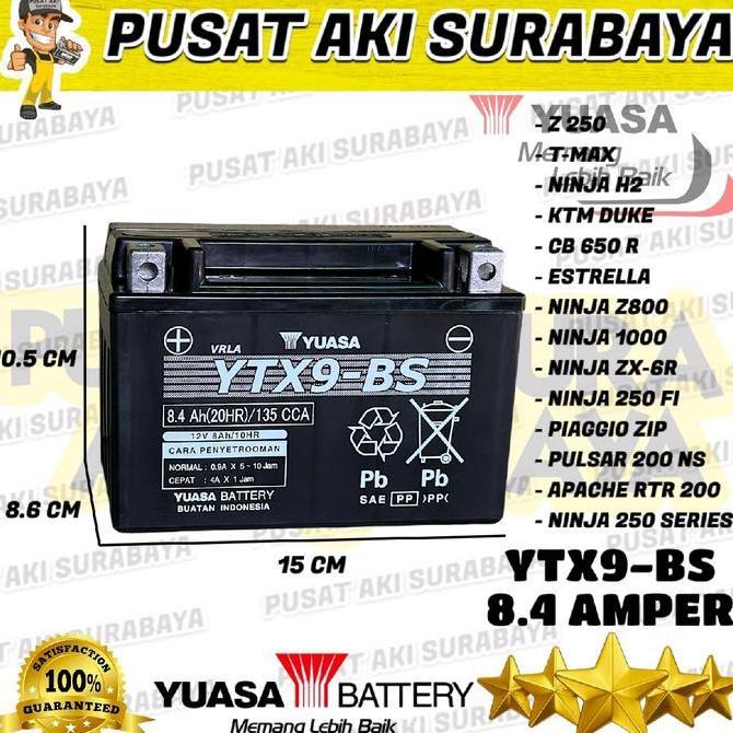 Promo ASLI ORIGINAL AKI YUASA YTX9 BS 8 AMPER NINJA 250 ACCU PIAGGIO ZIP T MAX CBR 600 INAZUMA MBTX9