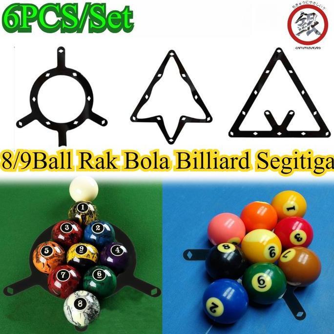 1SET/6PCS 8/9Ball Rak Bola Billiard Segitiga/Pro Magic Rack Billiard/Bulat Magic Ball Rack / Bola Bi