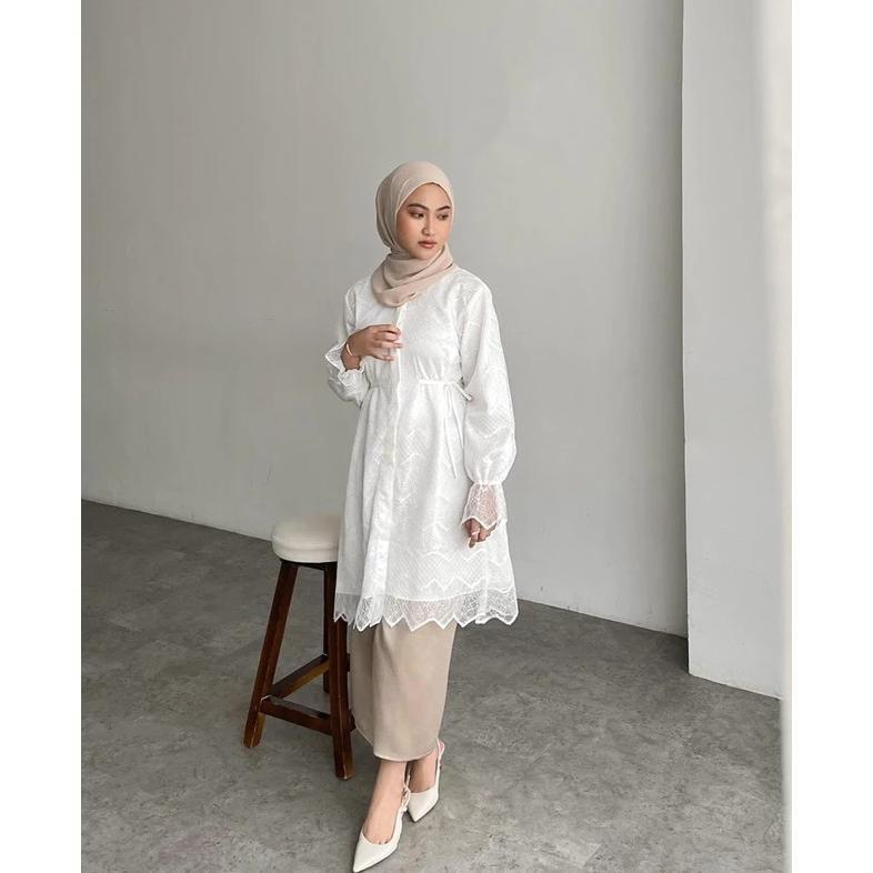 Sale Amberia Tunik Brukat Kondangan Pesta Baju Wanita Kekinian- NEW SERIES MAHOGANY