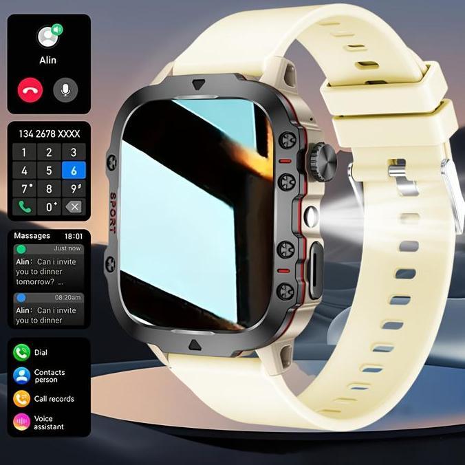 Jam Tangan Pintar Pria Militer Tangguh Original Baru, Jam Tangan Pintar Olahraga dengan Panggilan Bl