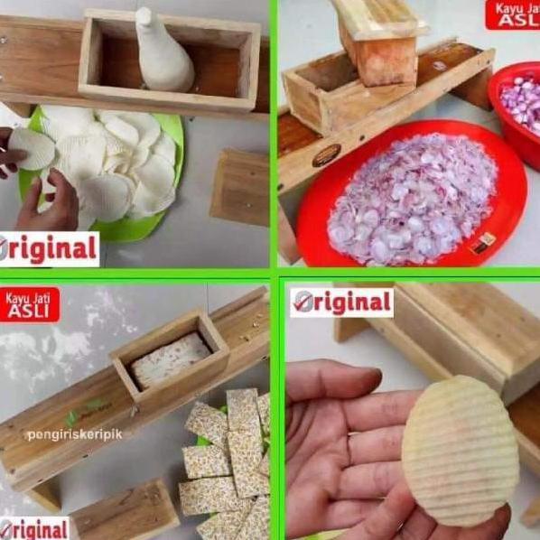UK JUMBO Pengiris Bawang Pengiris Keripik Pengiris Serbaguna KAYU JATI ZER