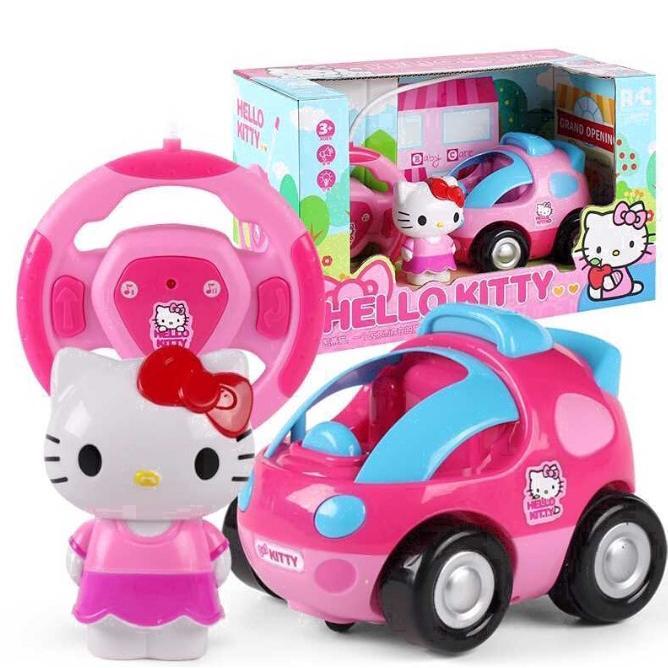 LARISS Mobil Remote Control Hello Kitty Pink remot Doraemon Dengan Musik & Lampu