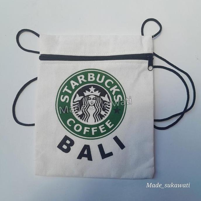 ] Tas selempang paspor motif khas bali bahan kain blacu