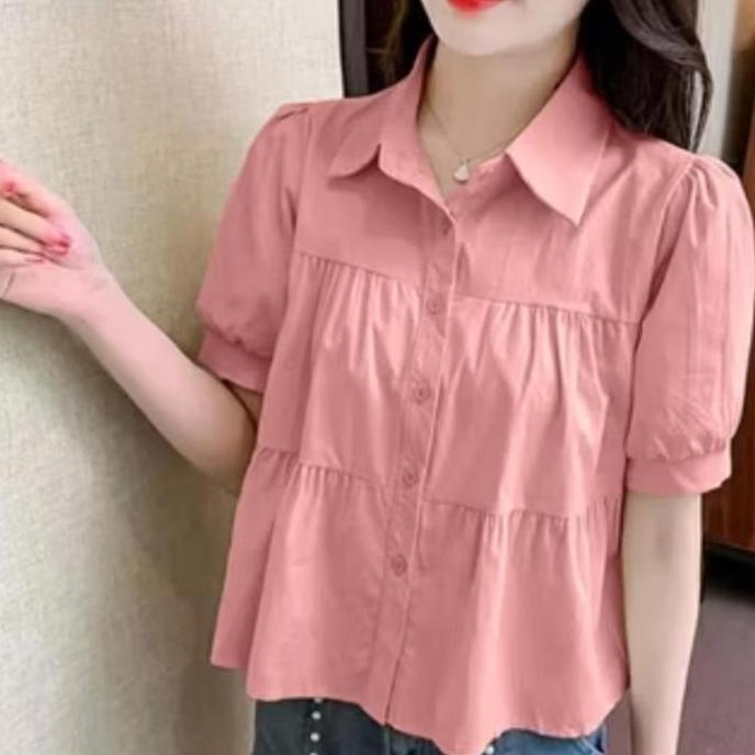 Blouse Baju Atasan Wanita kerja style korea Baju Natal Baju Imlek Merah PS