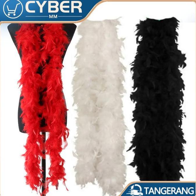 2m Selendang Bulu Ayam Karnaval Pesta Syal Bulu Ayam Bulu Kalkun