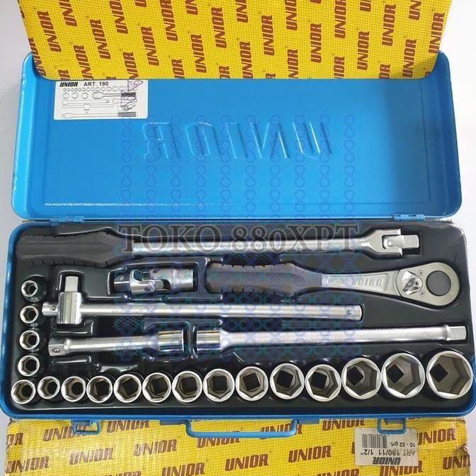 .........] Unior Series 190/11 Kunci Sok Socket Set 1/2" 10-32mm 6PT Metric MM
