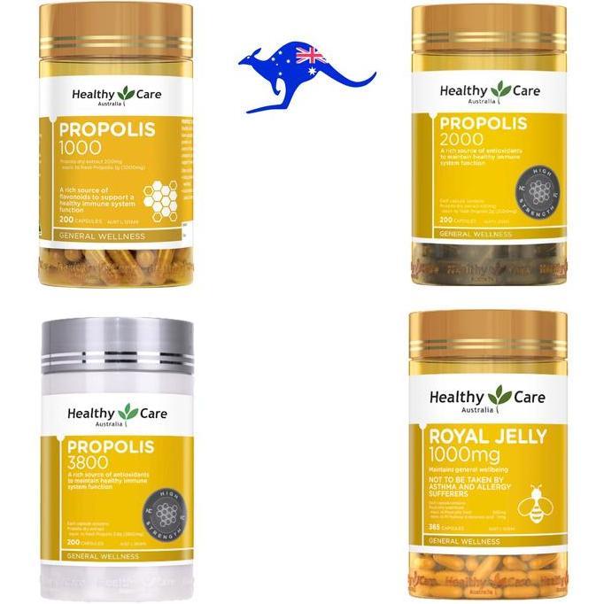 Vitbreak- Healthy Care Propolis 2000Mg 3800Mg 3800 1000 2000 Mg 200 Capsules Liquid Royal Jelly 1000