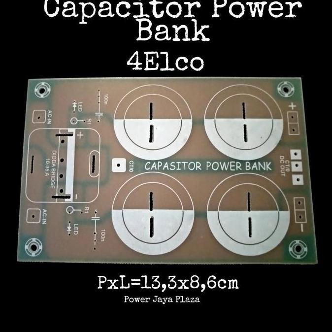 PCB PSU Capacitor kapasitor Bank 4 Elco pcb fibre glass HEMAT