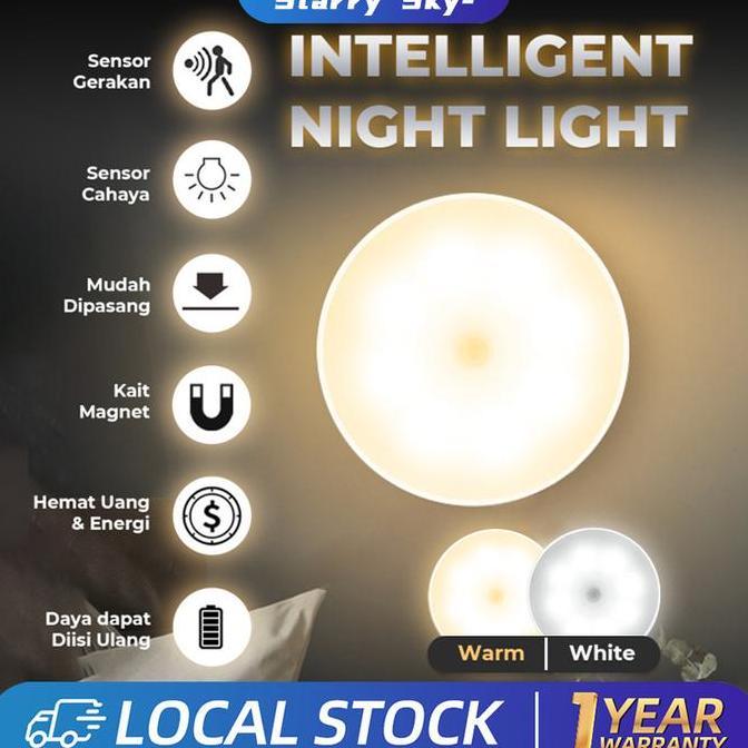 Kamar Lampu LED Sensor Otomatis Gerak LAMPU DINDING SENSOR OTOMATIS Baterai Putih kuning