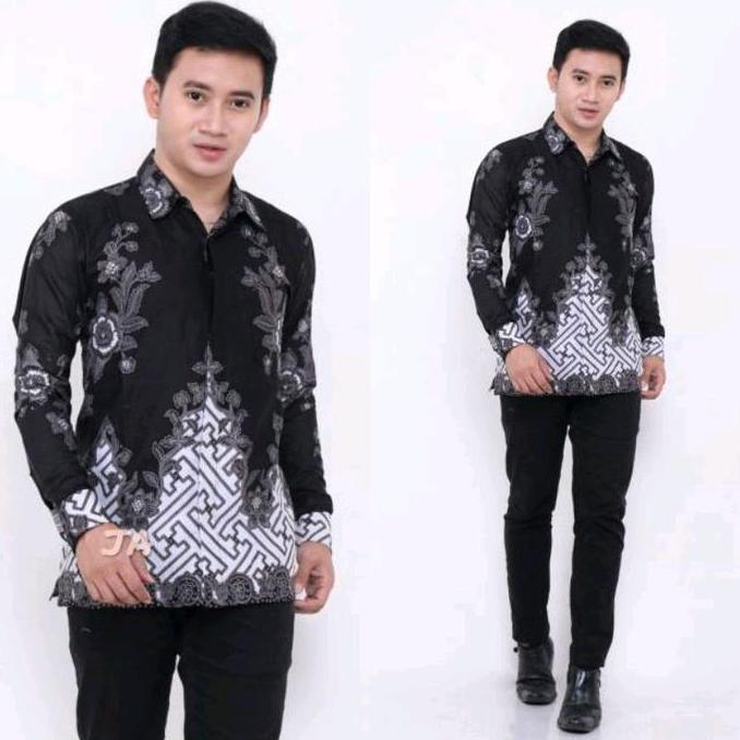 Batik keluarga - batik terbaru - batik warna hitam putih - batik keluarga terbaru - kemeja batik - h