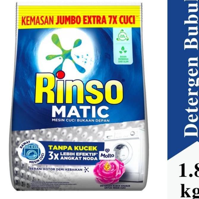 Bosbaby- Rinso Matic Bubuk 1.8 Kg - Detergent Mesin Cuci Tanpa Kucek