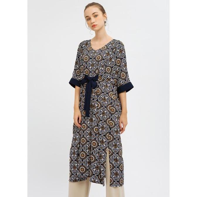 Minimal Kaftan Wanita Basic Warna Zarah Navy Ready