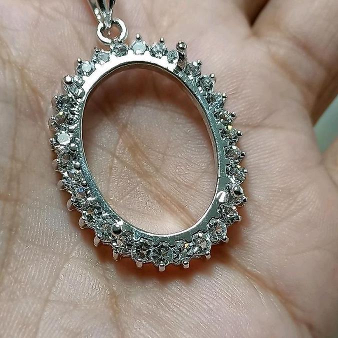 DY129 - Bandulan liontin xupping putih kosongan untuk dim batu 18x25 mm bisa untuk pria dan wanita K