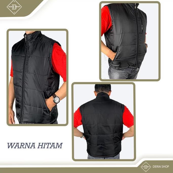 DR337 - Rompi Kembung Puffer Pria Jacket Tebal Gunung Casual Polos Hitam Navy Dewasa Anak Vest Paras