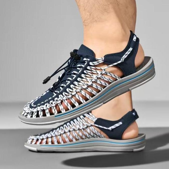 DV266 - SP12 Sandal Pria "TAEHYUNG" Gunung Travelling Anti Slip Ringan Jaring Sendal Jepit Karet