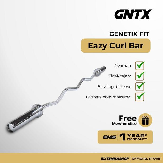 TERBARU - GENETIX FIT Eazy Curl Bar Barbell Untuk Pemula, Barbell Fitness, Bar Fitness, Stik Barbell