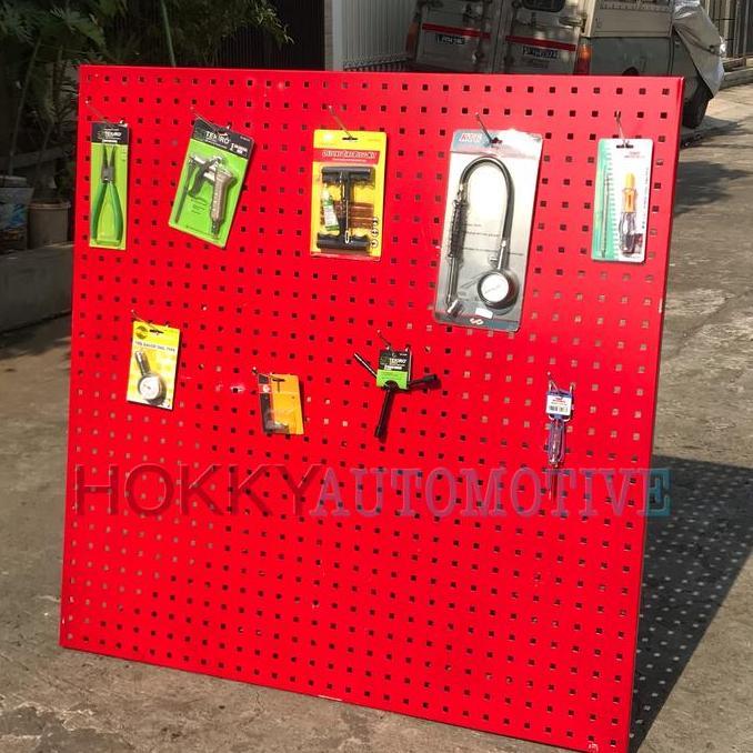 rak dinding gantung penyimpanan perkakas bengkel ukuran 100x100cm / rak tool bengkel perkakas besi 1
