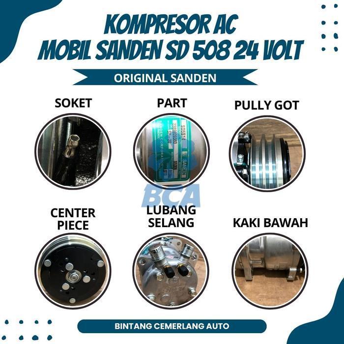 Kompresor Ac Mobil Sanden Sd508 Sd 508 Sd5H14 Sanden 24 Volt Original Dan Terpercaya