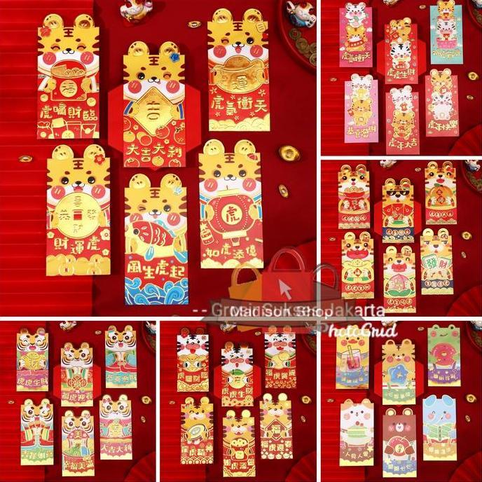 &<&<&<&] Angpao Macan KUPING PANJANG isi 6 Ampao Merah Imlek 2022 Murah Grosir