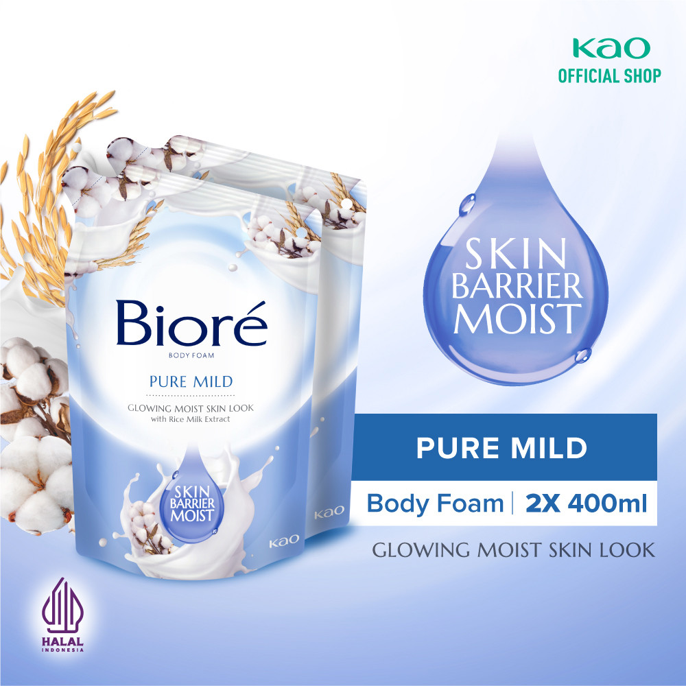 Biore Body Foam Sabun Mandi Cair Pure Mild Pouch 400ml Twinpack
