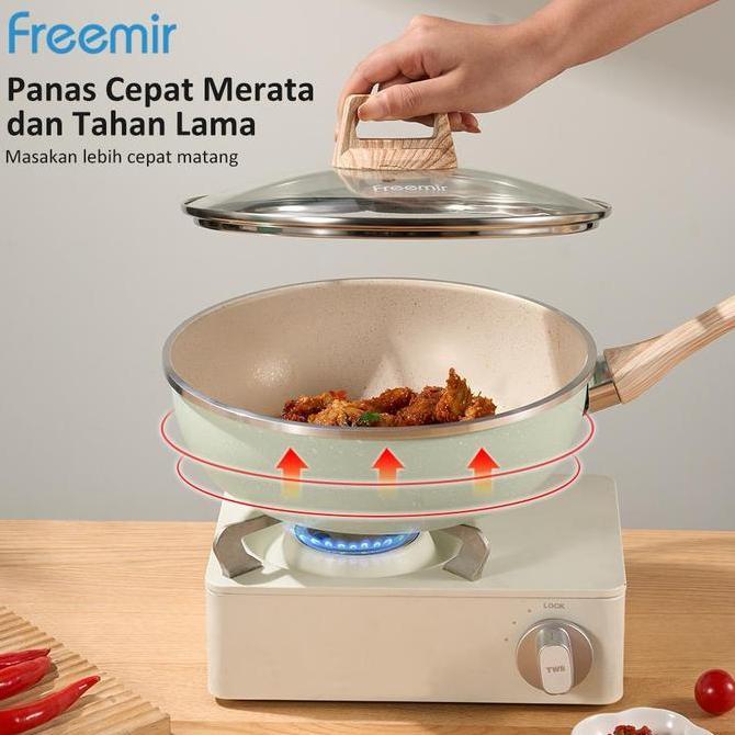 Pastienak- [Crehom] [Bonus Pisau] Freemir Green Set 4 Pcs Wajan Panci Penggorengan Warna Hijau Wajan