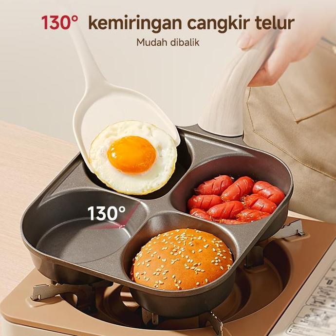 MODOFO Cetakan Telur Wajan Anti Lengket Wajan Kecil Wajan Telur 4 Lubang Cetakan Telur Ceplok Cetaka
