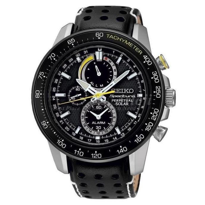 Seiko SSC361P1 Sportura Perpetual Solar Black Silver terlaris