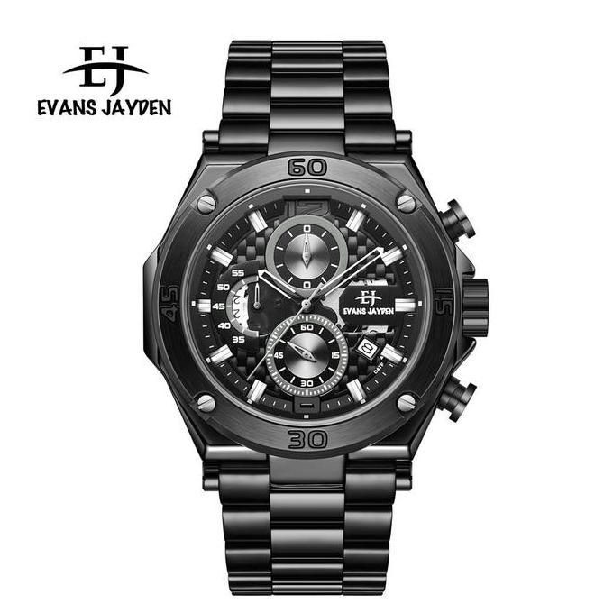Evans Jayden Jam Tangan Pria EJ9839 Rantai Stainless Steel Chronograph Kaca Sapphire Water Resistant