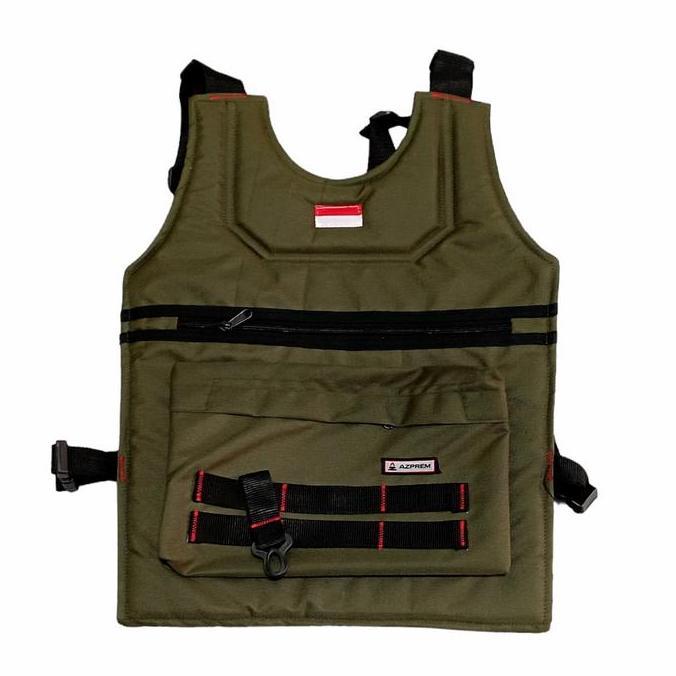 Hikway- Tas Dada Rompi Motor Touring Multifungsi Kantong Depan Dobel Besar Pelindung Dada Serbaguna 