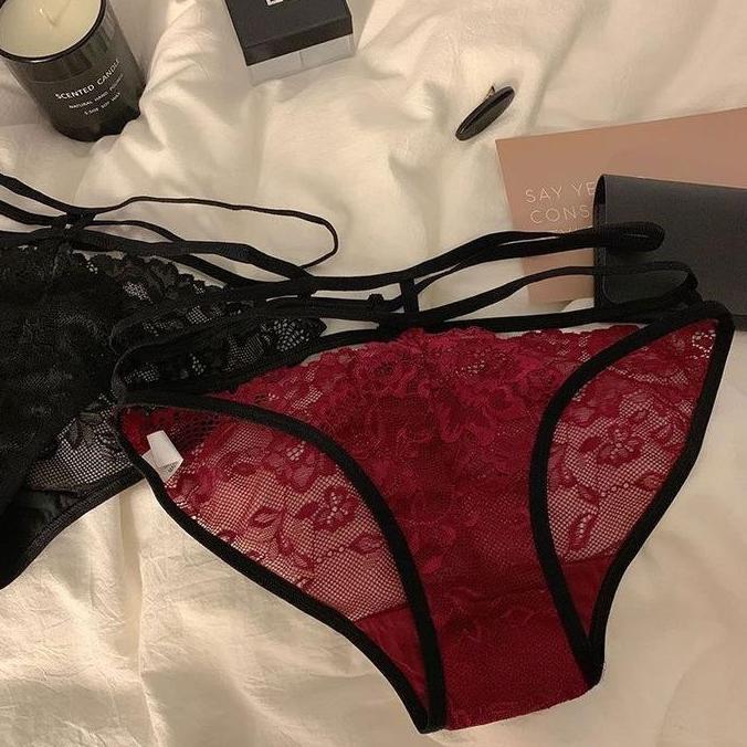 Celana Dalam Renda Tali transparan y G String cd Wanita C113