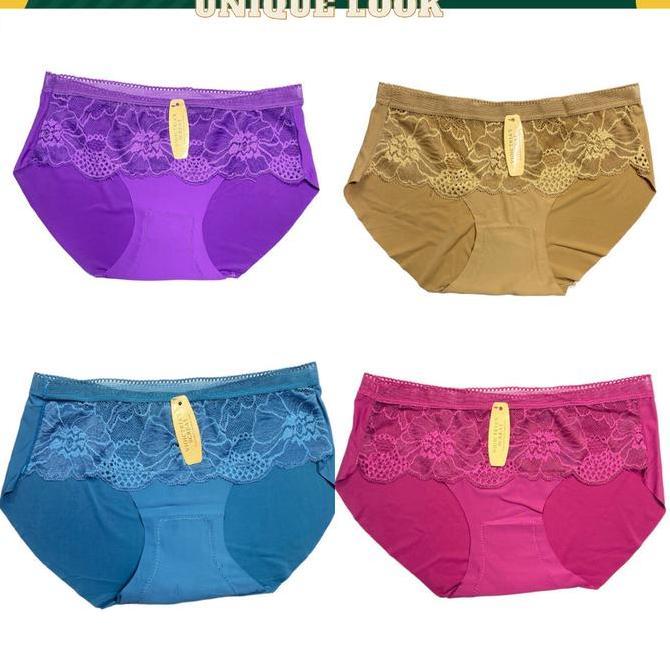 CD8424> Cd Celana Dalam Wanita Seamless Motif Bahan Satin Bunga Kolor seamles Bunga