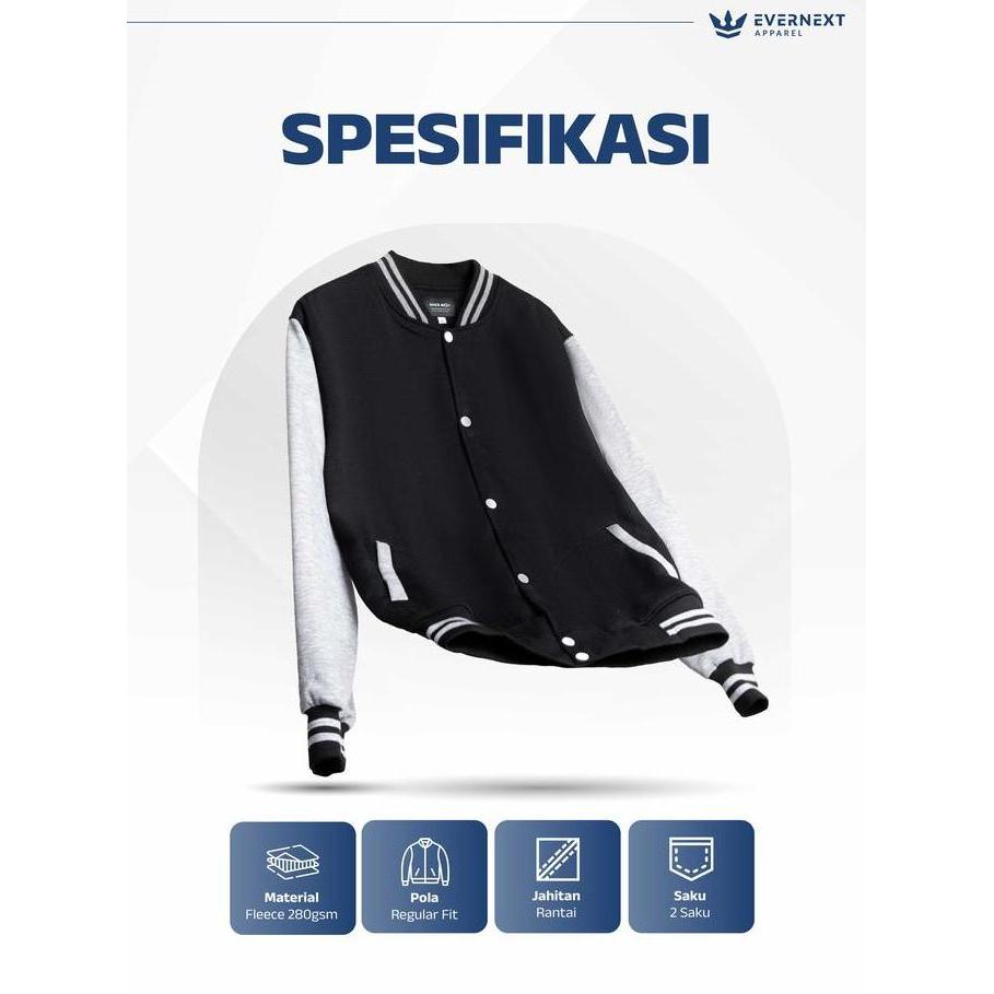 Lansungkirim- Evernext - Jaket Varsity Wanita Dallas Jaket  Cewek Baseball Jaket Fleece Jaket Casual