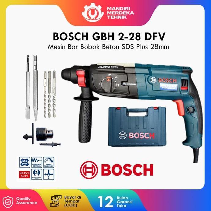 BARASKAKSUJA - PROMO TERMURAH BOSCH GBH 2-28 DRE ROTARY HAMMER MESIN BOR 3 FUNGSI BOBOK BETON KAYU B