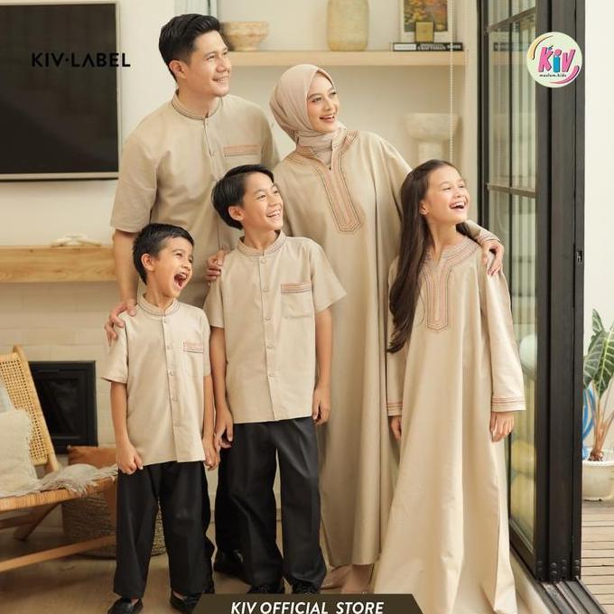 KIV Sarimbit Cream Bayanaka Series Lebaran Baju Muslim Raya Keluarga Family Set Couple Gamis Pasanga