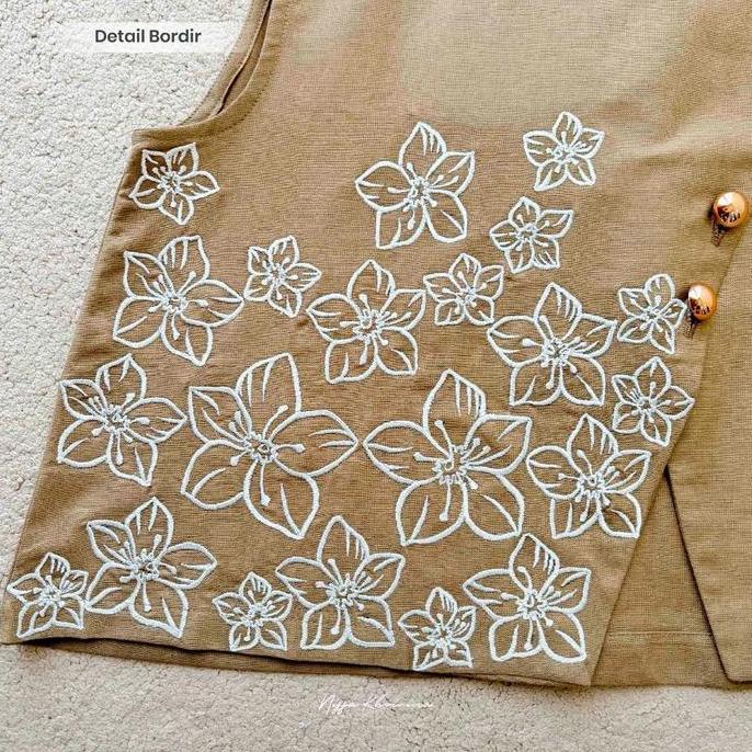 Bynissa - SALVIA VEST - Outerwear - Outer - Vest - Linen - Bordir - Embroidery -  Basic - Baju Atasa