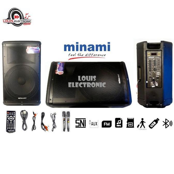 TERMURAH - Speaker Portable MINAMI PARTYBOX PB390 PREMIUM 2 Mic UHF PREMIUM ORI